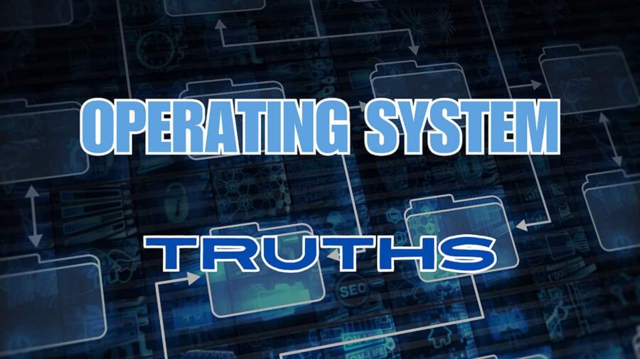 Abstract operating systems design with truths text overlayed.